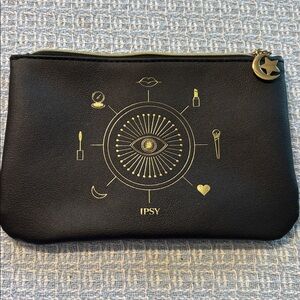 Ipsy Black Pouch with Gold Celestial Design
